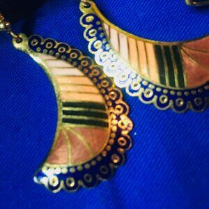 Vintage Enamel Deco Dangle Earrings